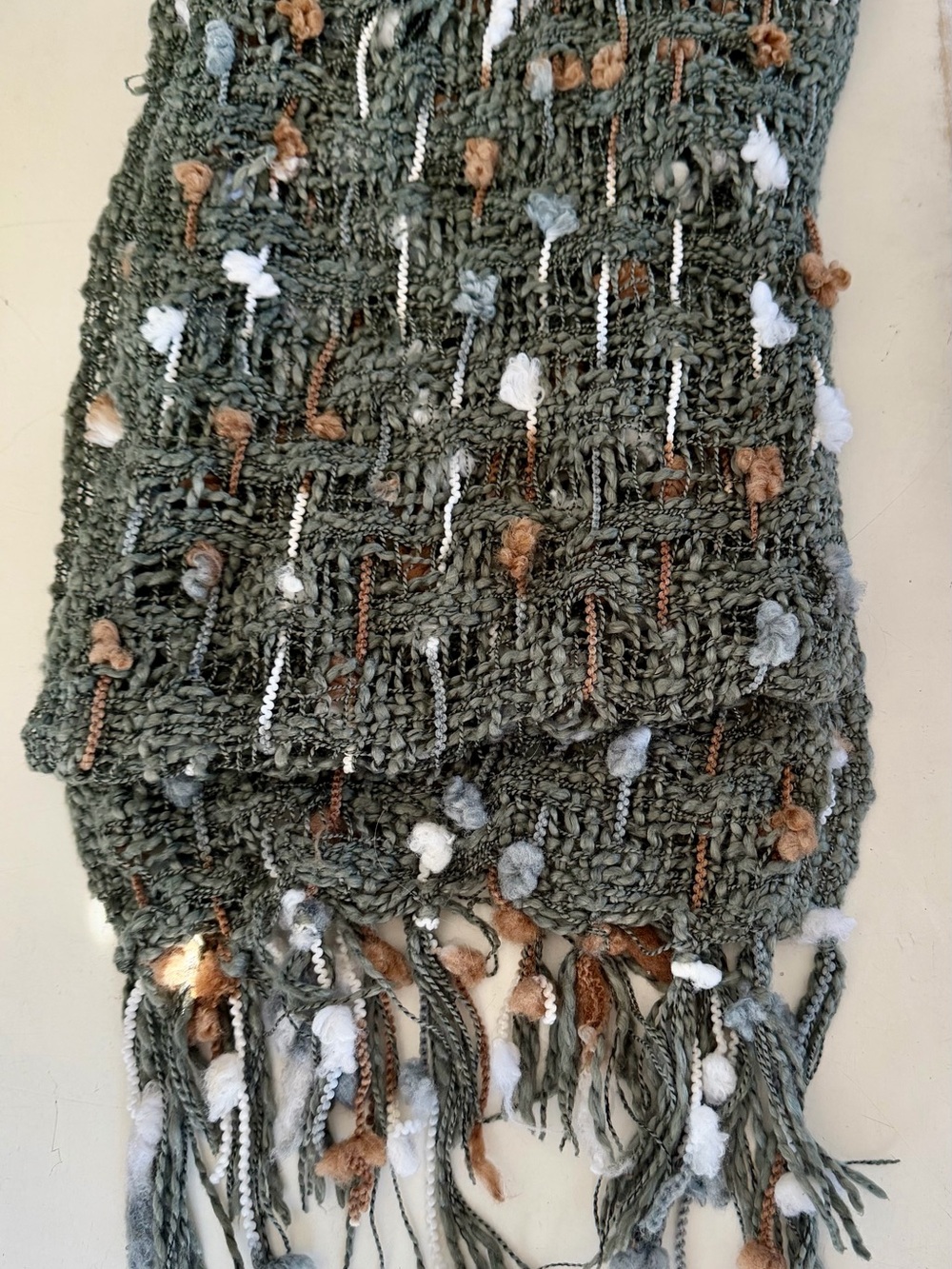 Knit Fringe Scarf in Grey